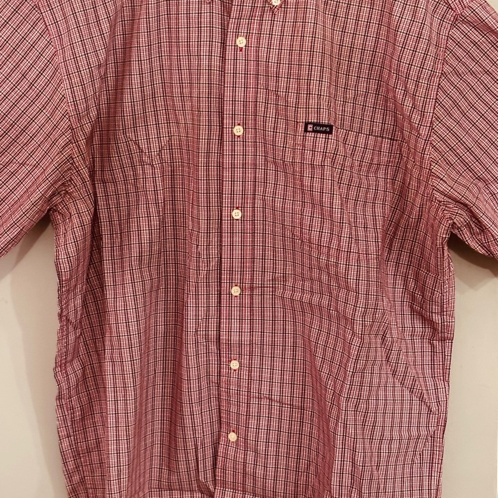 Chaps Red Plaid Men's Button Down Shirt